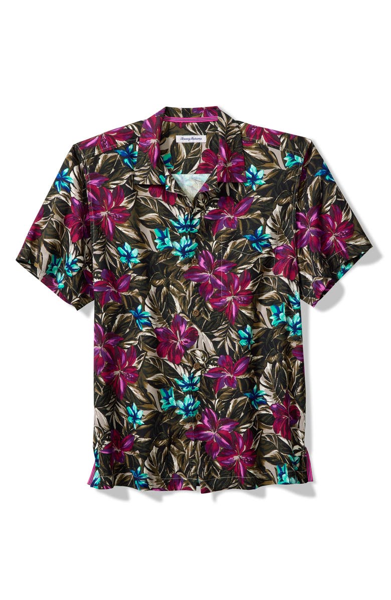 Tommy Bahama Tropics Floral Silk Camp Shirt, Main, color, Asheen