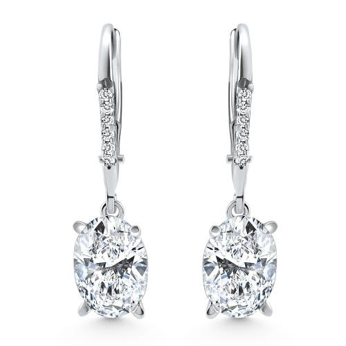 Bliss Diamond 2.07ct Tw Oval Diamond Dangle Lever Back Hoops 14k Gold Lab Grown In 14k White Gold