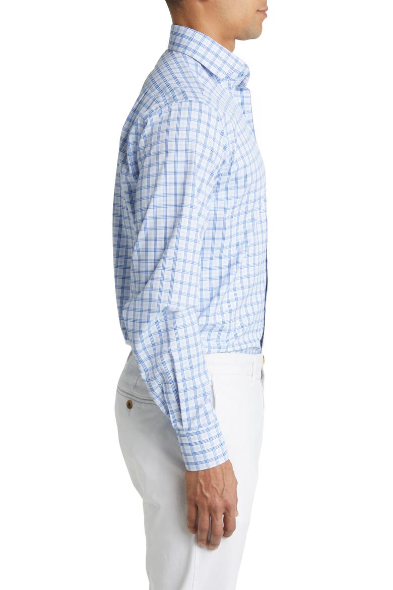 Trim Fit Textured Check Stretch Dress Shirt, Alternate, color, LIGHT BLUE