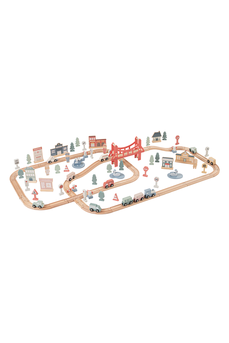 100-Piece Wooden Train Set for Toddlers Ages 1+, Main, color, 100 pc Set