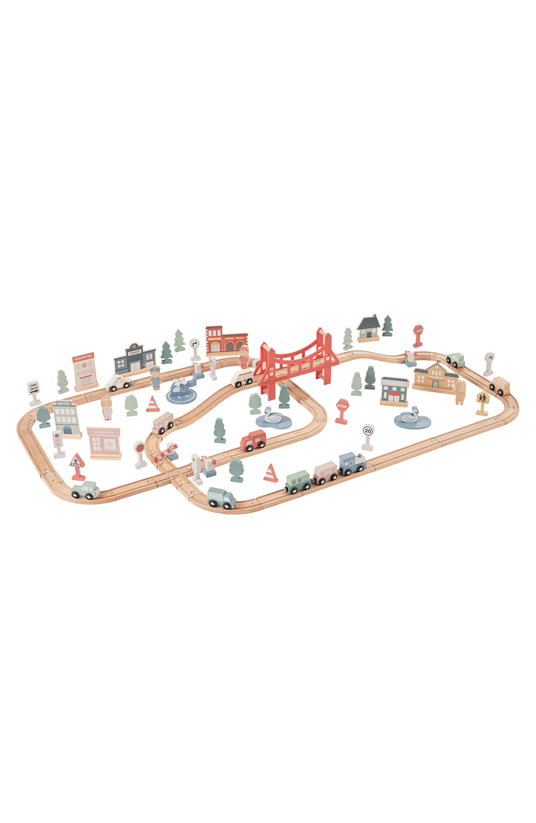 Comfy Cubs 100-Piece Wooden Train Set for Toddlers Ages 1+, Main, color, 100 Pc Set