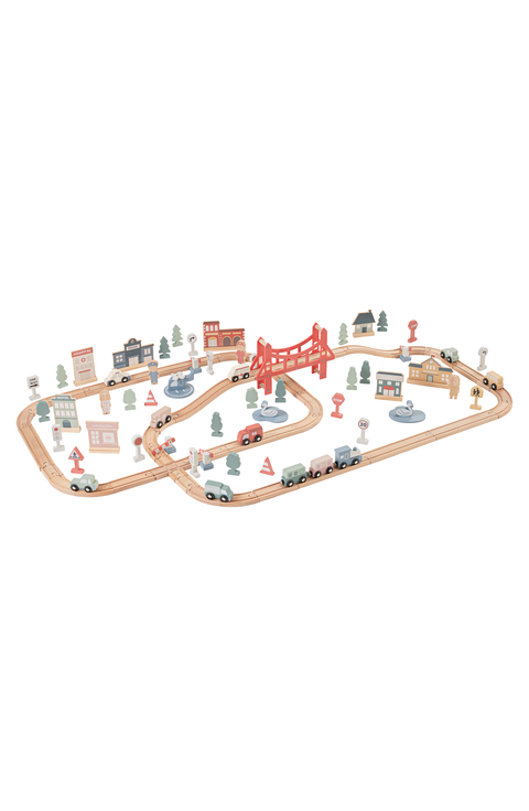 100-Piece Wooden Train Set for Toddlers Ages 1+