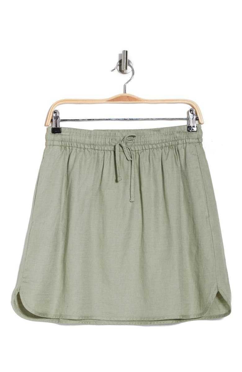 Madewell Curved Hem Linen-Blend Miniskirt, Alternate, color,