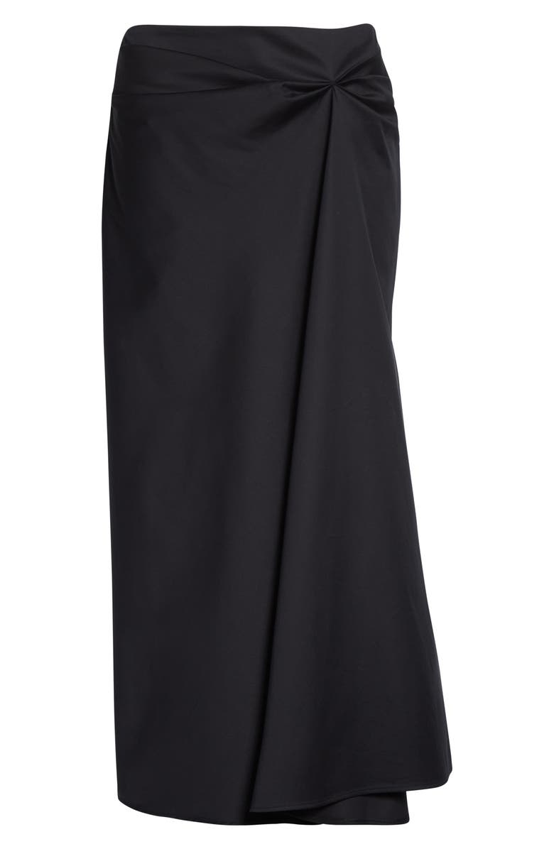 Max Mara Paggi Asymmetrical Stretch Sateen Midi Skirt, Alternate, color, Black