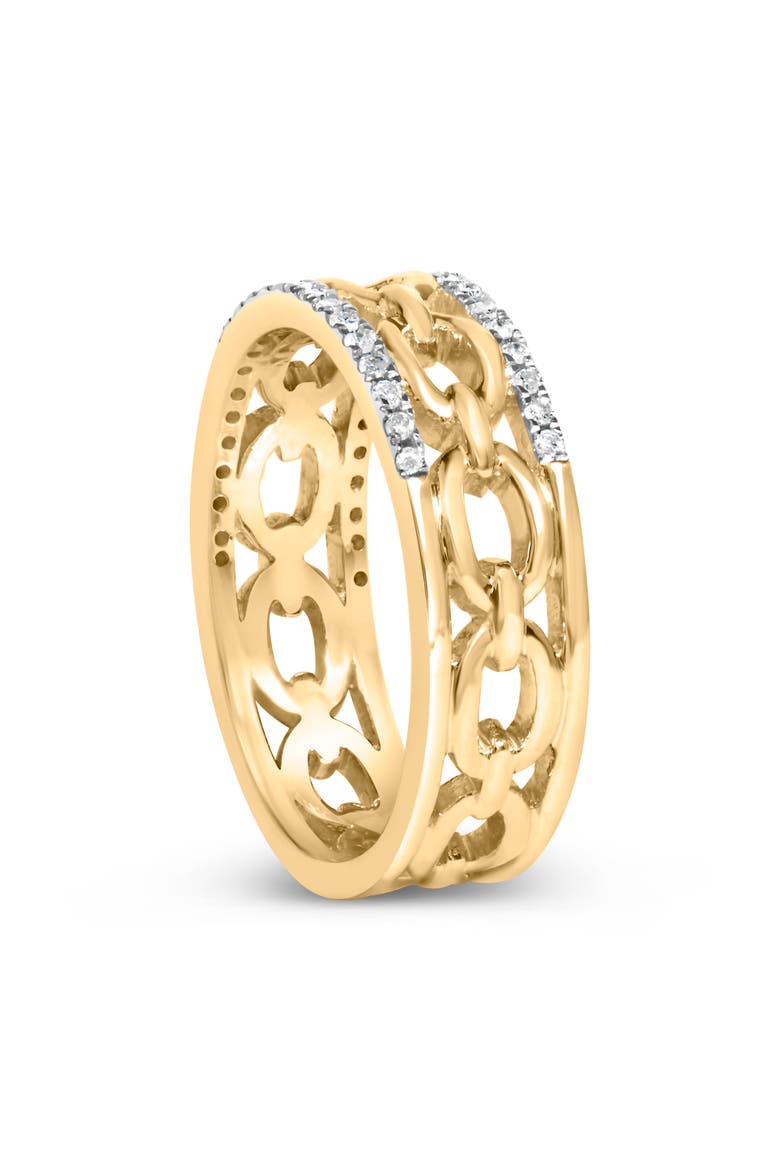 10K Yellow Gold 1/5 Cttw Diamond Two Row Cuban Link Ring, Alternate, color, Yellow Gold