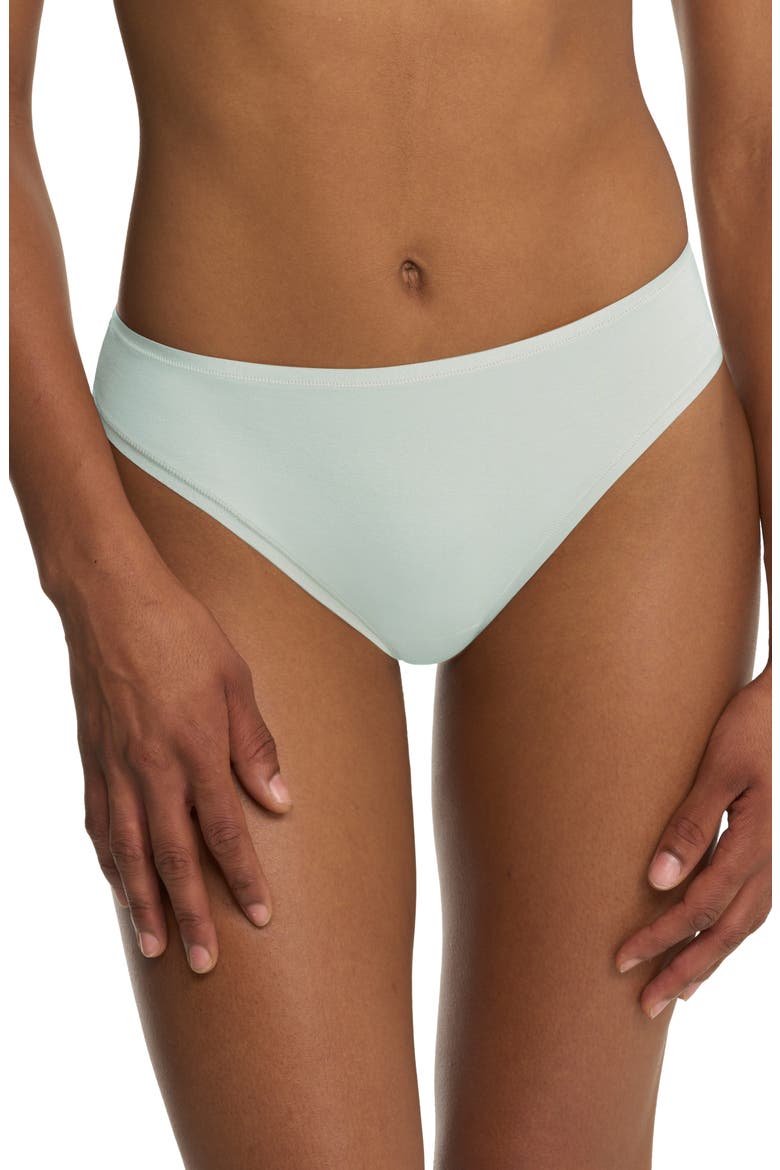 Bliss Bare Stretch Cotton Thong, Main, color, CLD GREEN