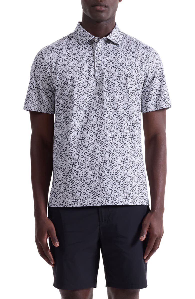 Bugatchi Victor OoohCotton<sup>®</sup> Floral Polo, Main, color, Black