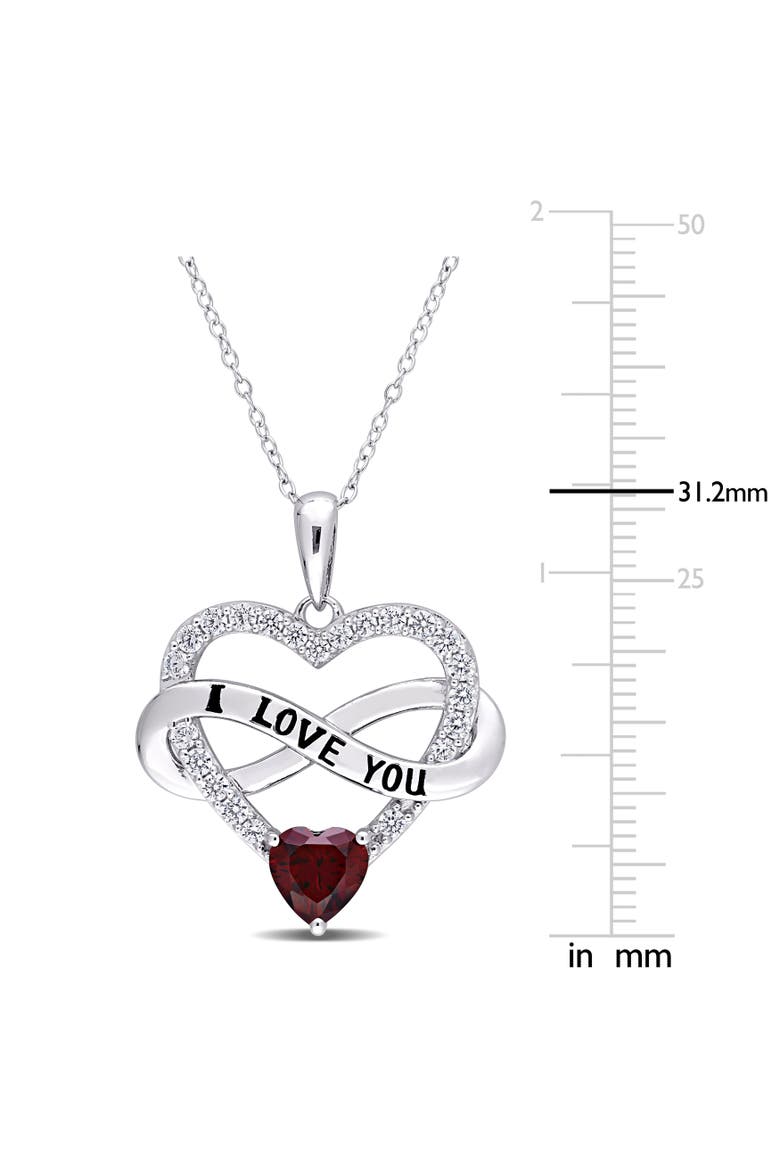 Color Zirconia Infinity Heart Necklace, Alternate, color, Red CZ