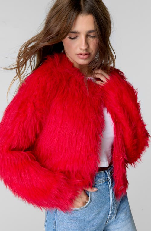 Nasty Gal Shaggy Crop Cardigan In Light Red