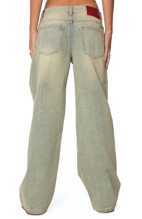 Shop Edikted Ace Low Rise Wide Leg Jeans In Light-blue