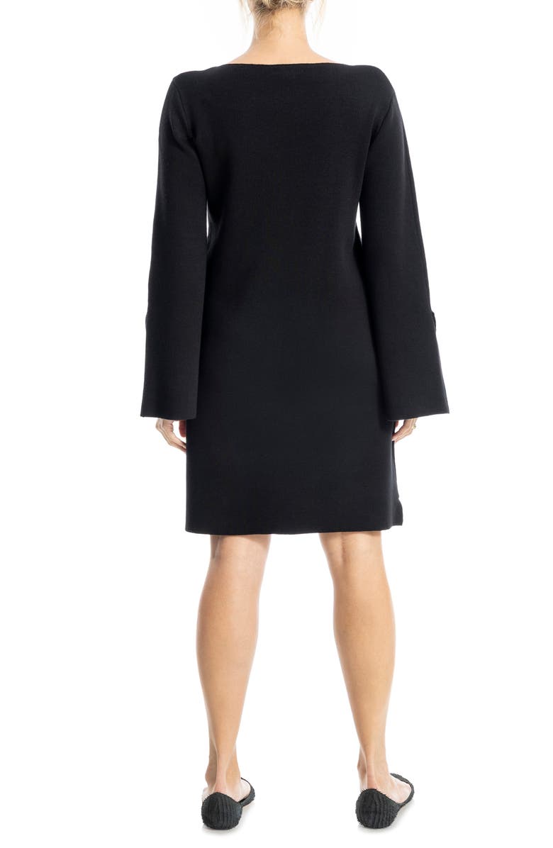 MAX STUDIO Boat Neck Flare Sleeve Sweater Dress, Alternate, color, Black