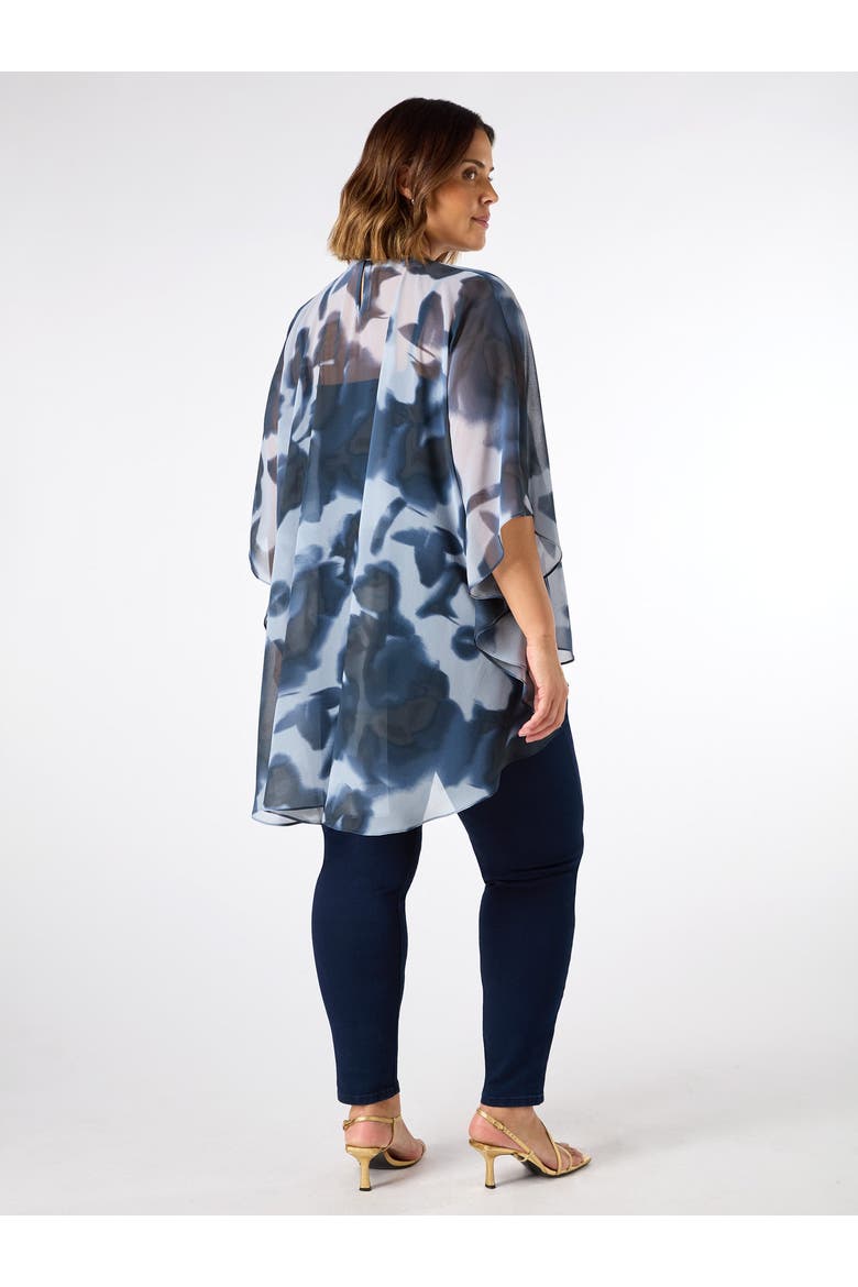 Abstract Floral High Low Overlay Top, Alternate, color, Print