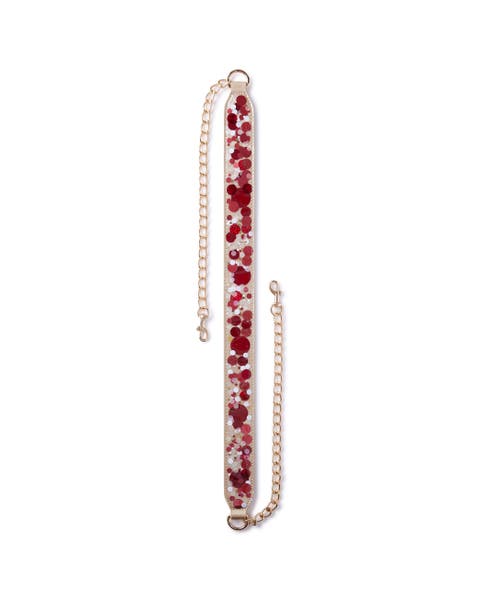 Rally Red Confetti Adjustable Belt Bag Strap - 48-Inch Gold Chain with Red Confetti Vegan Leather for Cooper and Stadium Clear Bags