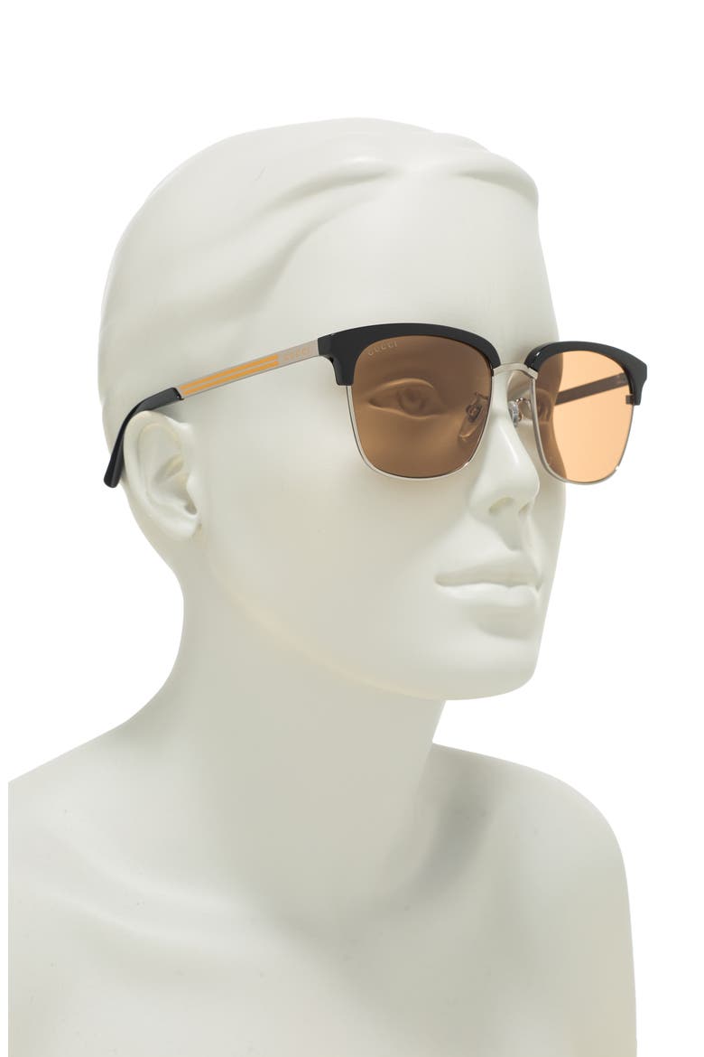 55mm Square Sunglasses, Alternate, color, BLACK RUTHENIUM BROWN
