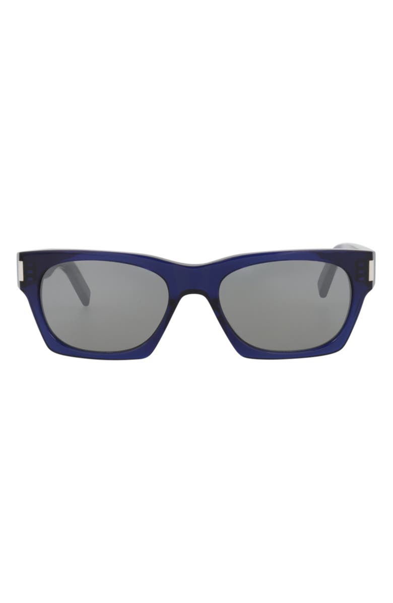Saint Laurent 54mm Square Sunglasses, Main, color, Blue Blue Silver