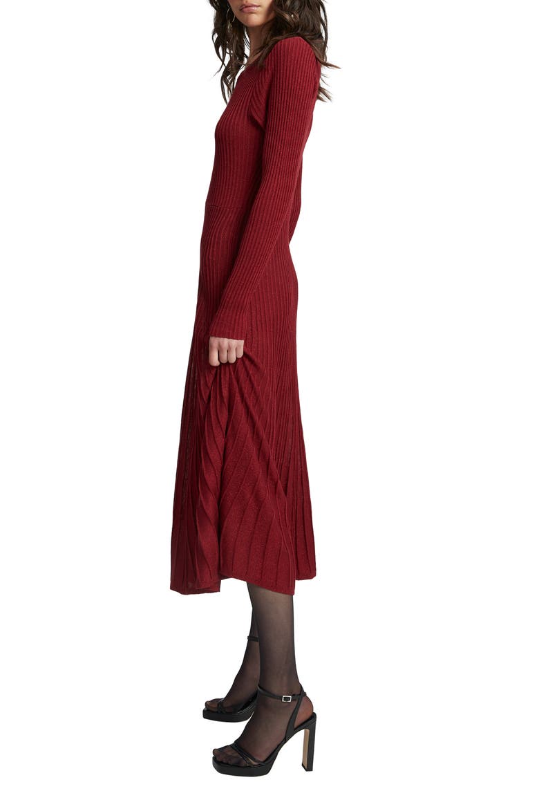 Rina Long Sleeve Ribbed Sweater Dress, Alternate, color, BURGUNDY