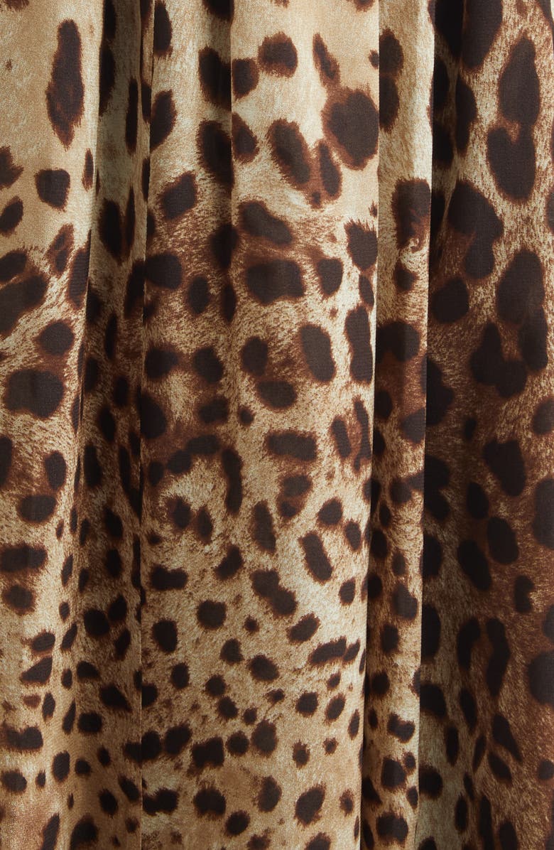 Dolce&Gabbana Leopard Print Long Sleeve Stretch Silk Midi Dress, Alternate, color, Leo New