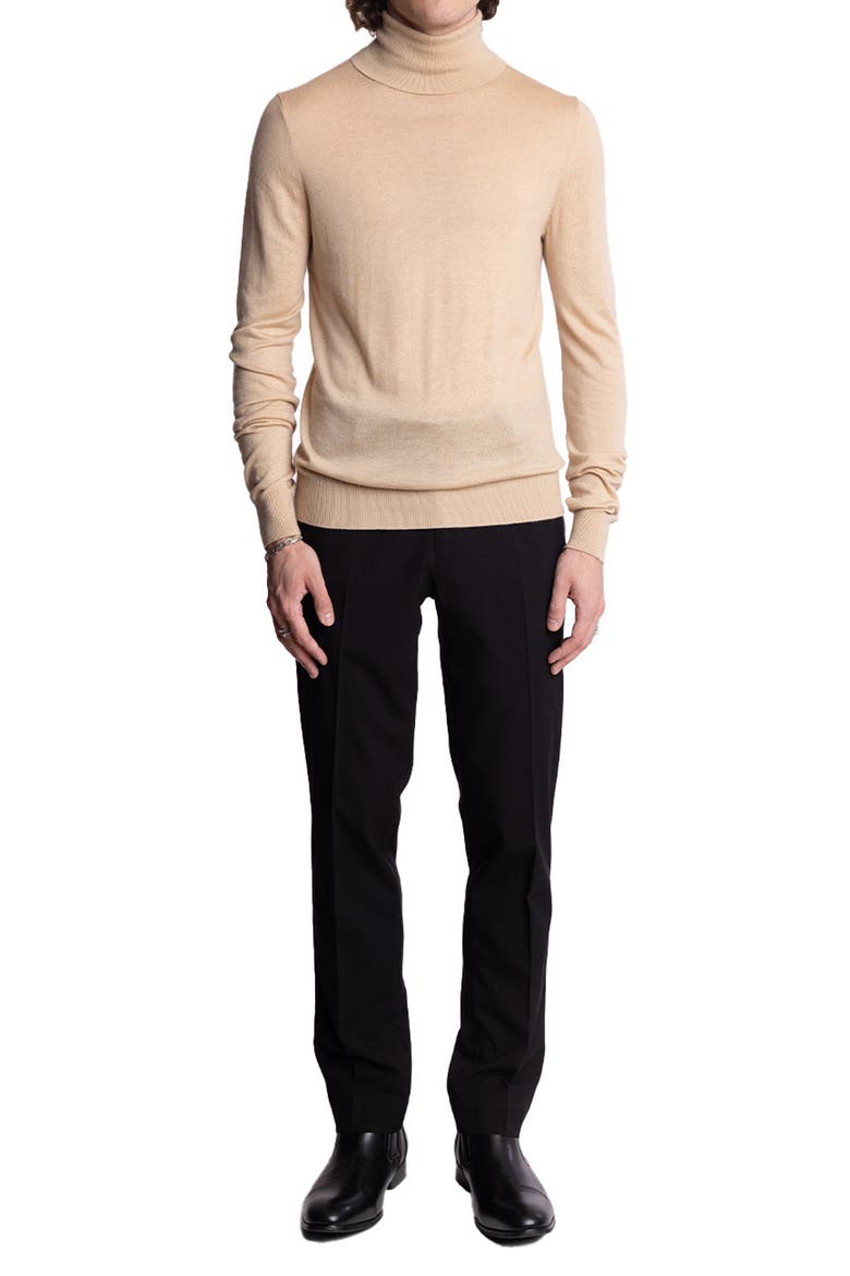 Fine Gauge Turtleneck Sweater, Alternate, color, ALMOND