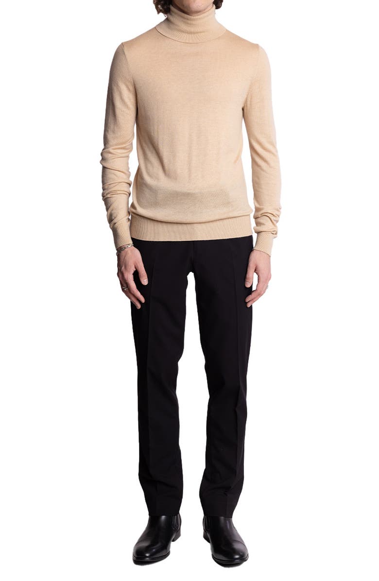 PAISLEY & GRAY Fine Gauge Turtleneck Sweater, Alternate, color, Almond