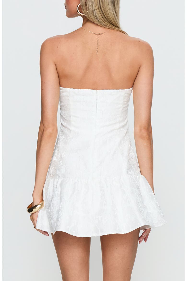 Aubriana Jacquard Strapless Minidress, Alternate, color, WHITE