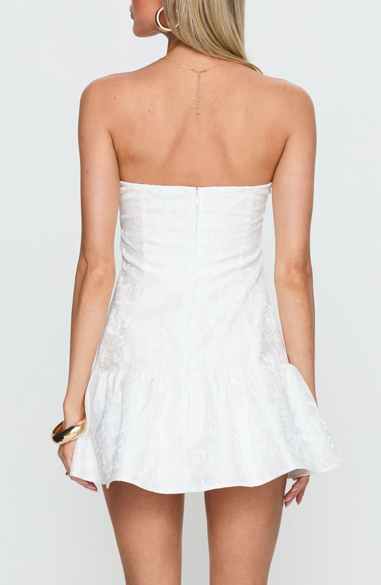 Princess Polly Aubriana Jacquard Strapless Minidress, Alternate, color, White