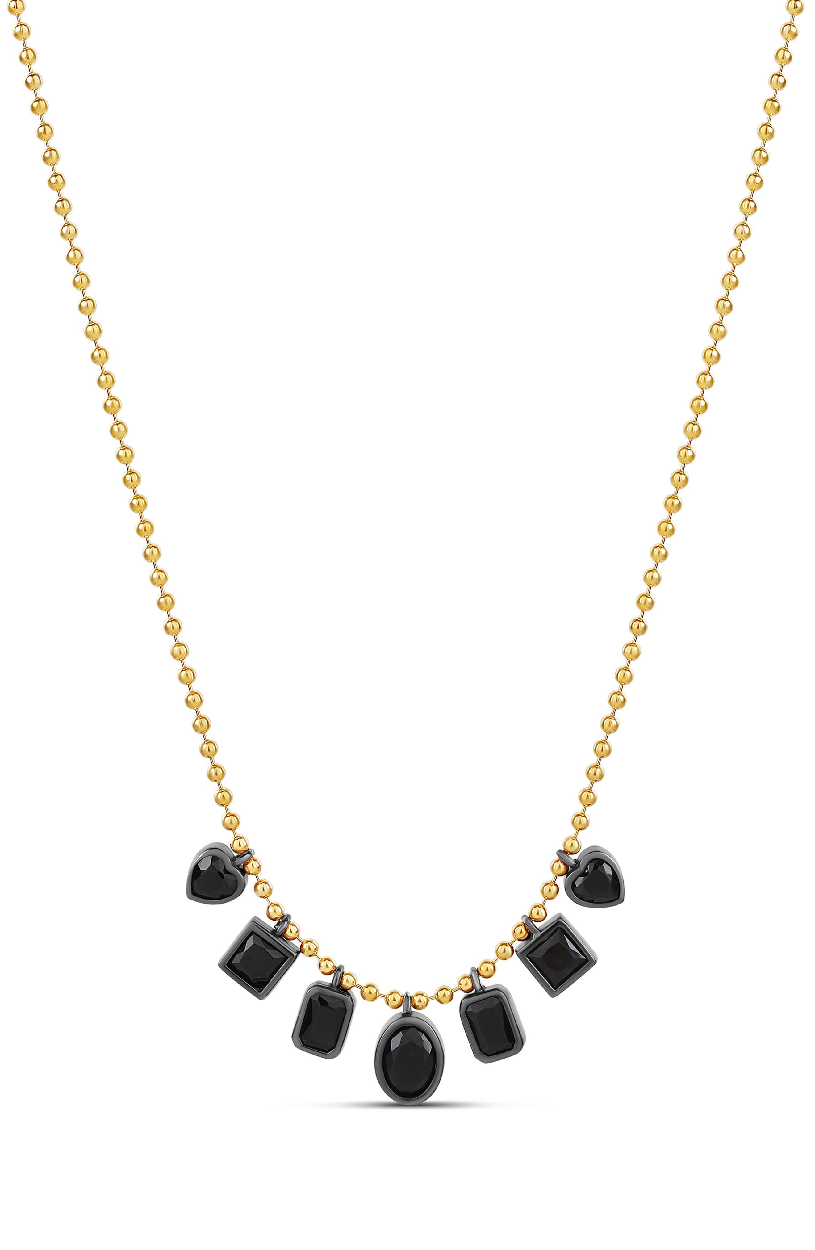 Shymi Mixed Stone Dangling Statement Necklace In Gold