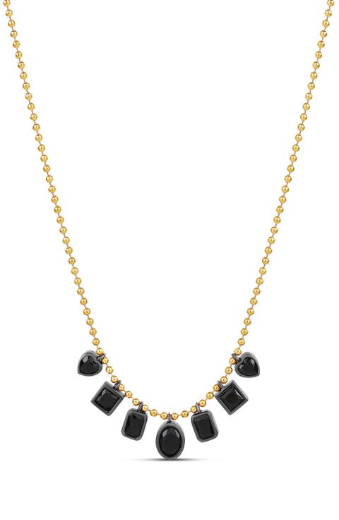 Mixed Stone Dangling Statement Necklace