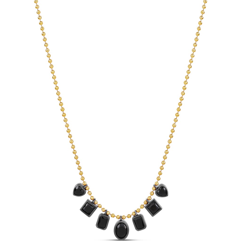 Shymi Mixed Stone Dangling Statement Necklace In Gold