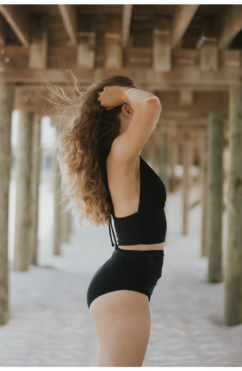 Geode Swimwear Midnight High Waisted Bottoms, Alternate, color, Black