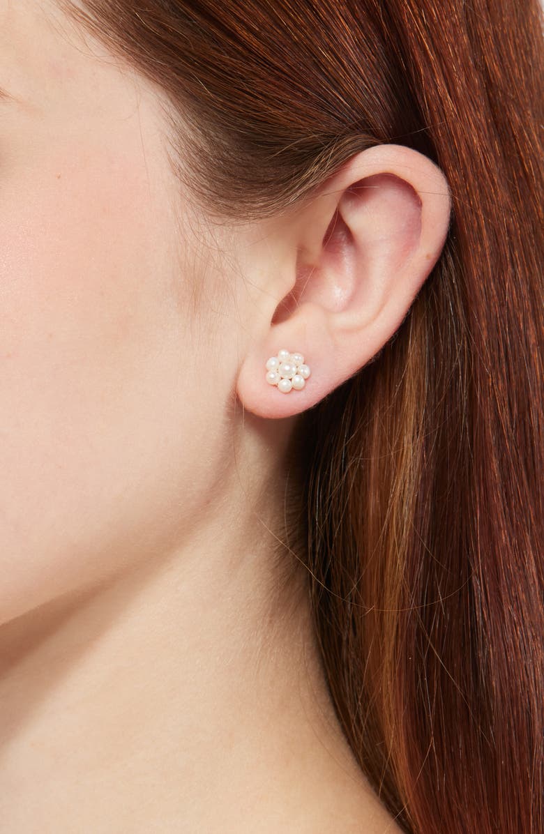 Kiara by Ki-Ele Sarah Pearl Cluster Stud Earrings, Alternate, color, Gold