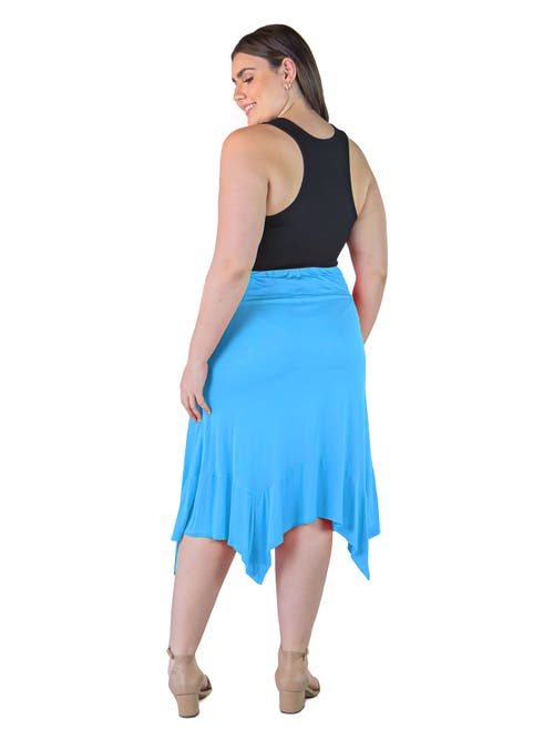 24seven Comfort Apparel Plus Size Elastic Waist Handkerchief Skirt In Green
