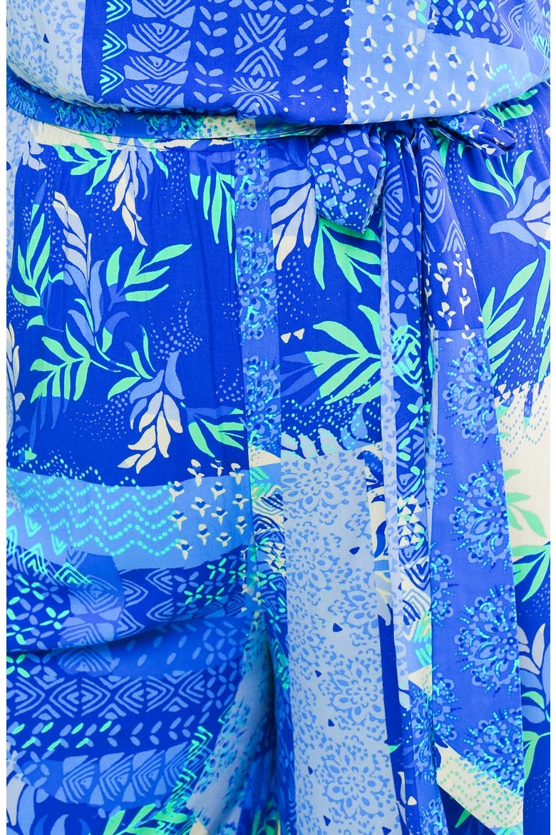 Halter Woven Jumpsuit, Alternate, color, BLUE COMBO