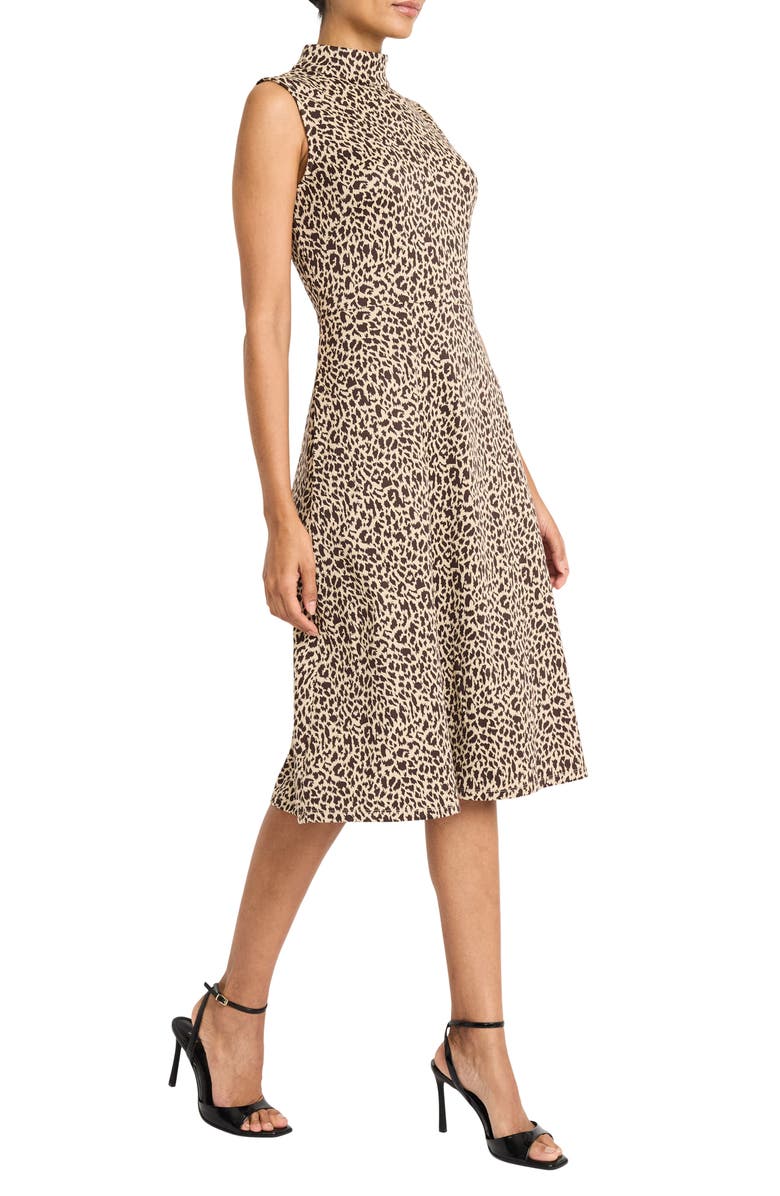 Maggy London Panthera Jacquard Fit & Flare Dress, Alternate, color, Cream/ Brown