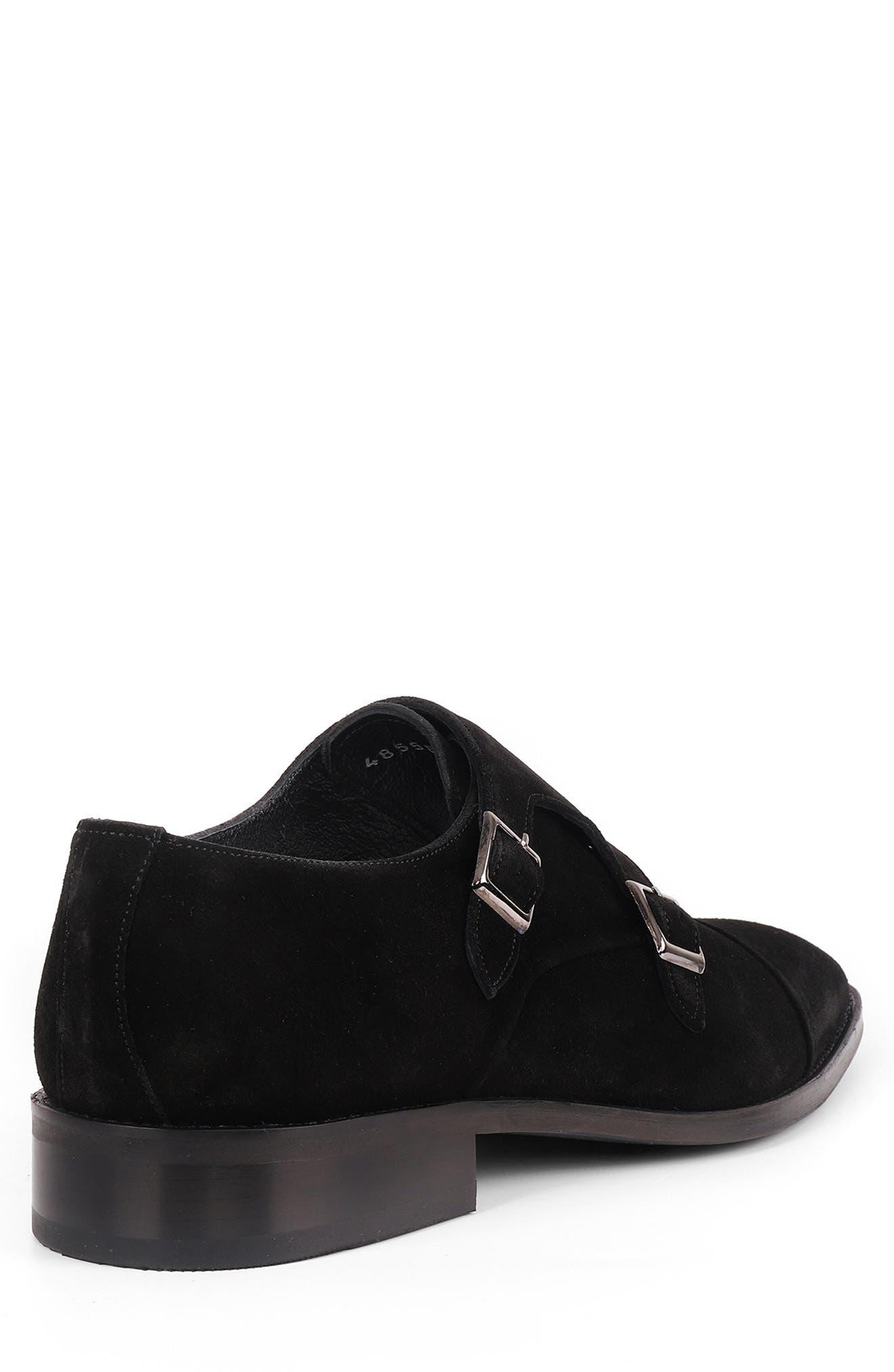 VELLAPAIS Mico Double Monk Strap Leather Loafer, Alternate, color, Black