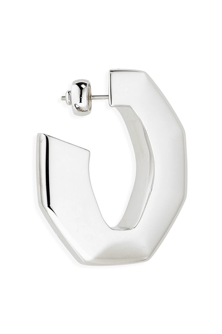 Large Chain Link Hoop Earrings, Alternate, color, SILVERY