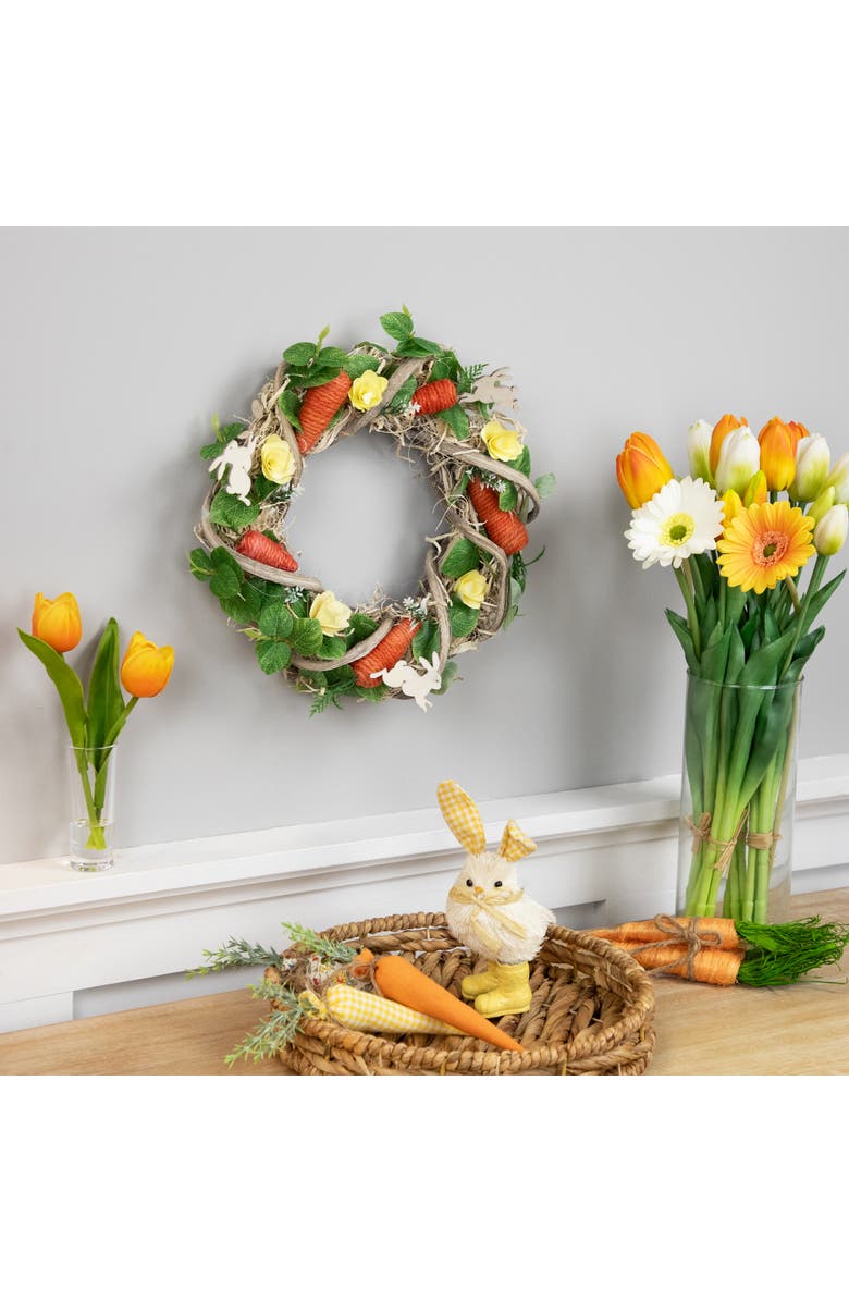 Northlight Bunnies and Carrots Small Artificial Easter Twig Wreath - 12", Alternate, color, Green