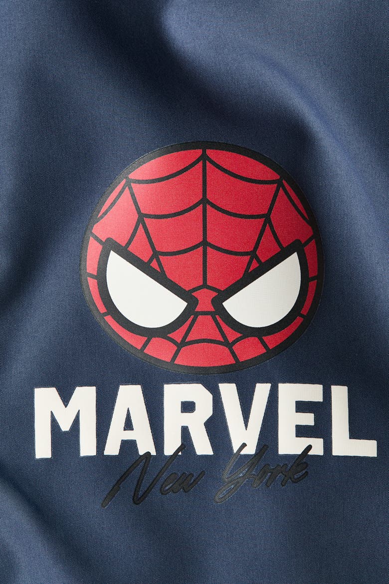 Hooded Motif Windbreaker With Motif, Alternate, color, Dark blue/Marvel