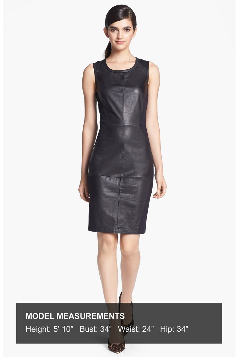 Leather Front Body-Con Dress, Alternate, color, BLACK