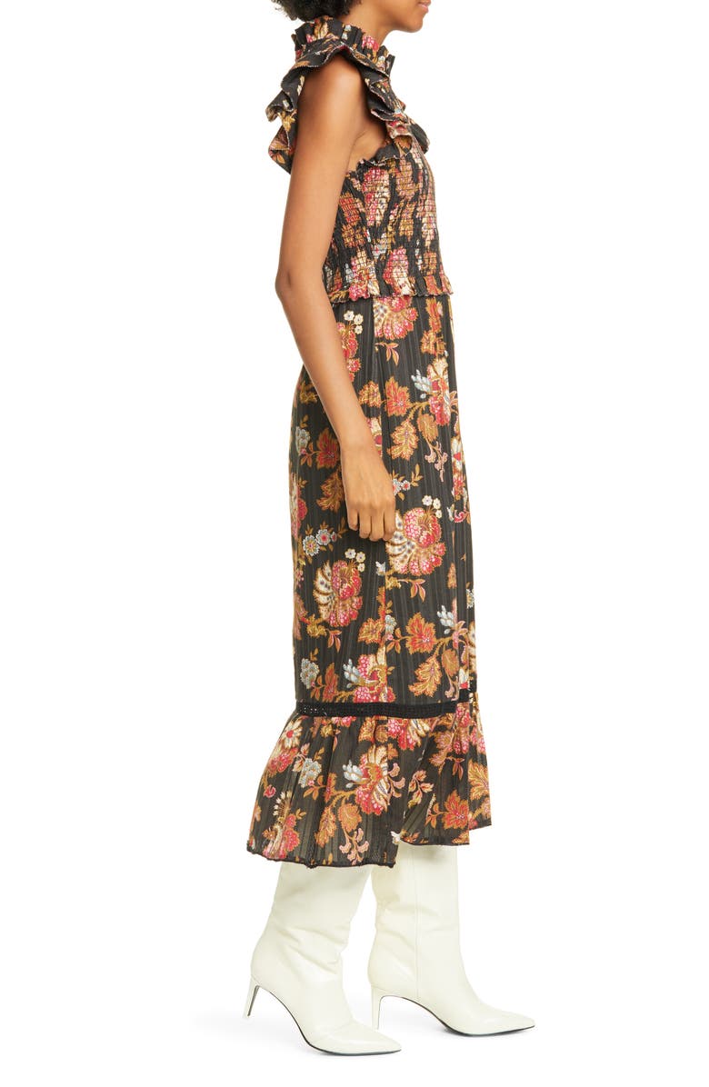 Sea Pascale Floral Smocked Cotton Midi Dress, Alternate, color, 