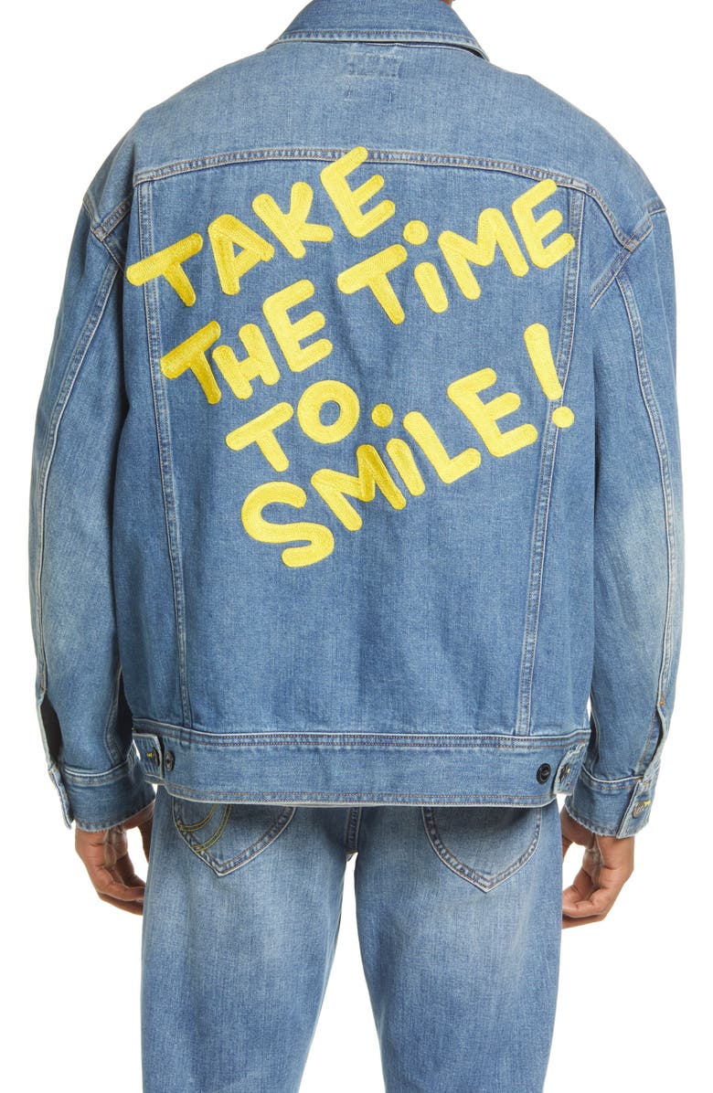LEE JEANS Smiley<sup>®</sup> x Lee 50th Anniversary Smiley Patch Denim Jacket, Alternate, color,