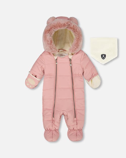 Deux Par Deux One-piece Layette Snowsuit Designed For Car Seat In Pink