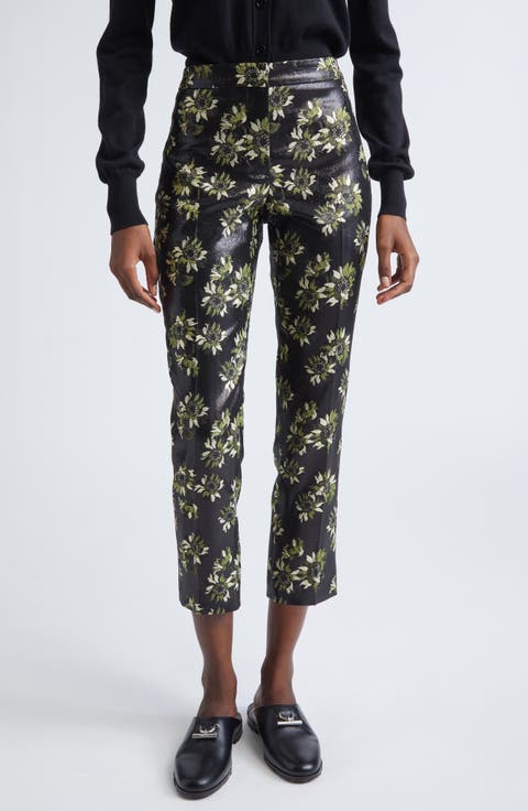 Metallic Sunflower Jacquard Cigarette Trousers