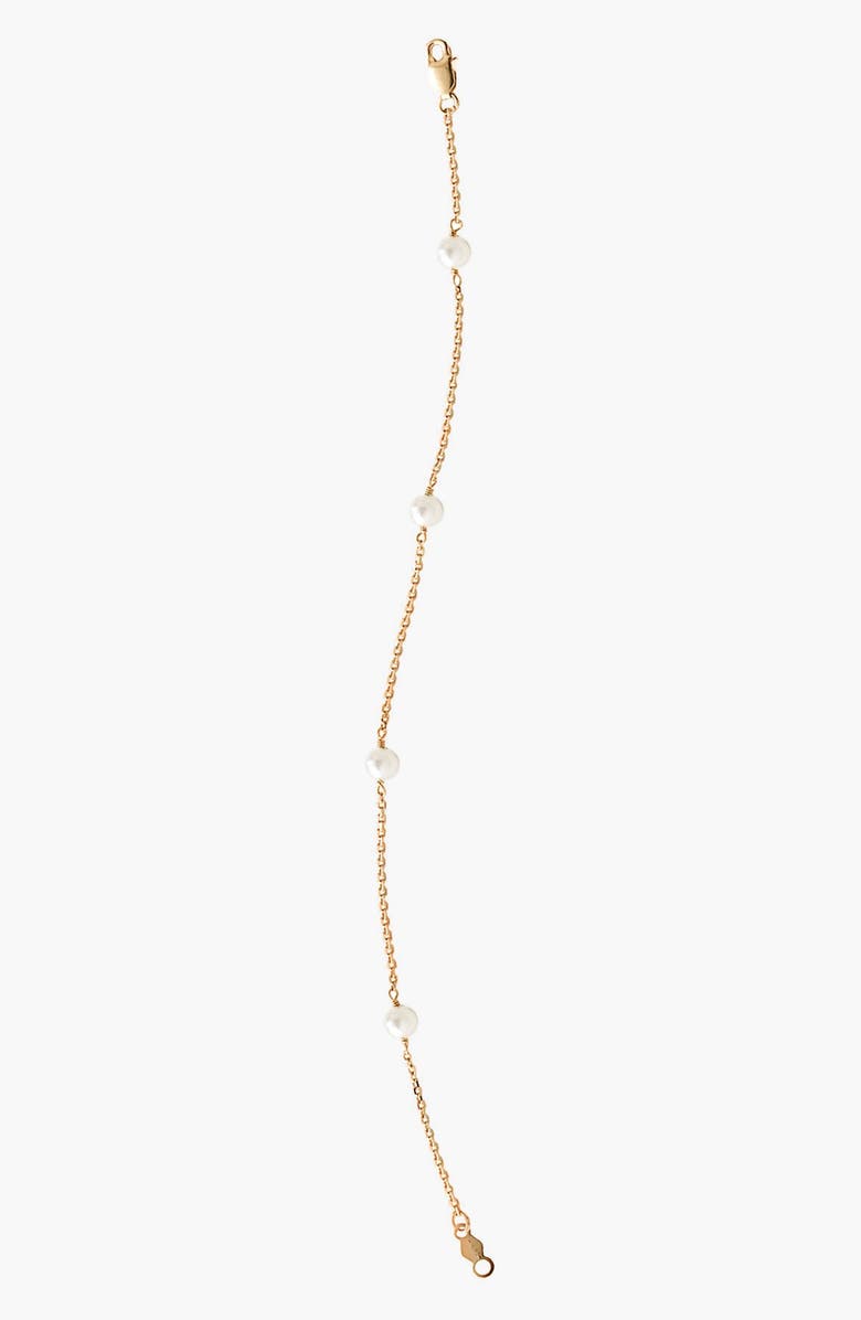 Mignonette 14k Gold & Cultured Pearl Bracelet, Main, color, Gold