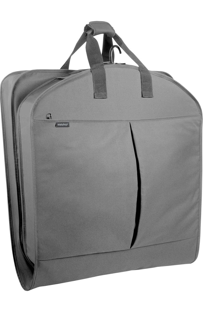 Wallybags Deluxe Travel Garment Bag with two pockets in Grey, Main, color, Grey