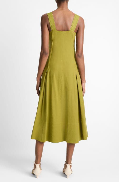 Vince Sleeveless Linen-blend Cami Dress In Herbaria
