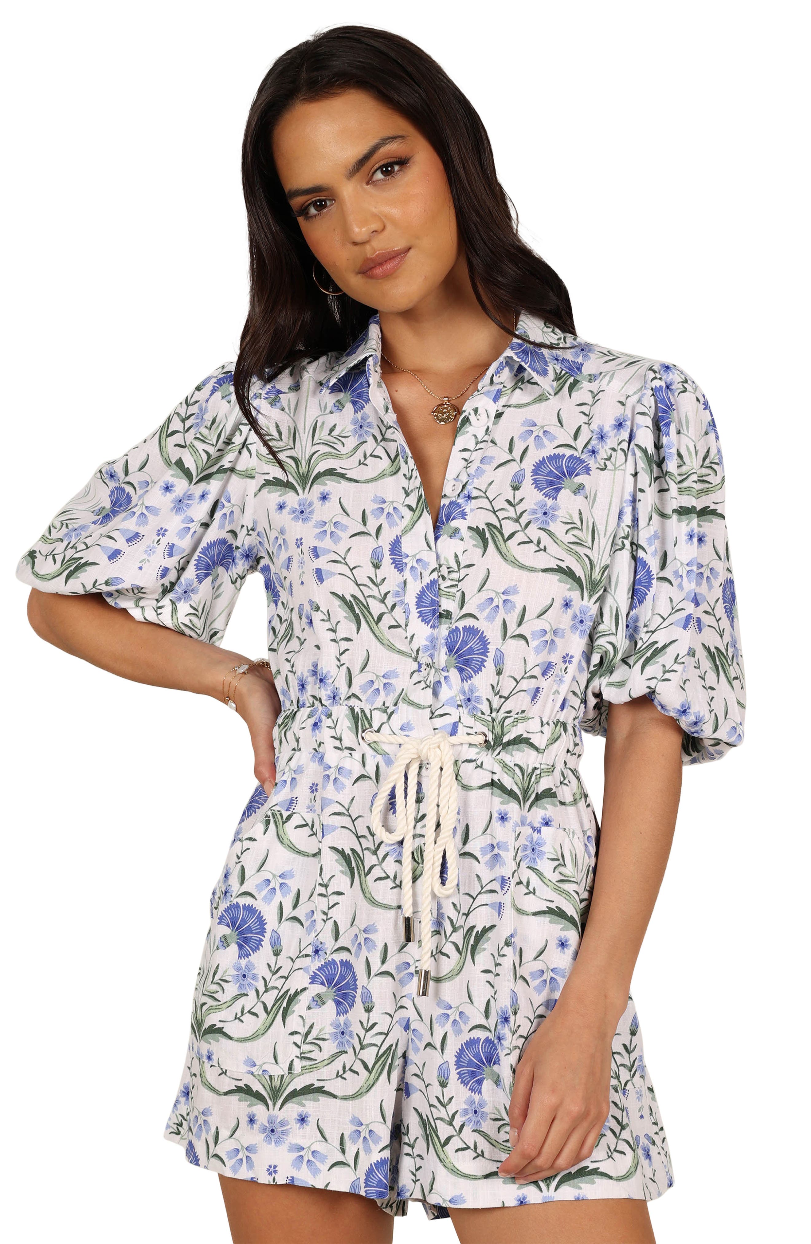 Petal Whisper Tie-Shoulder Romper main image 0