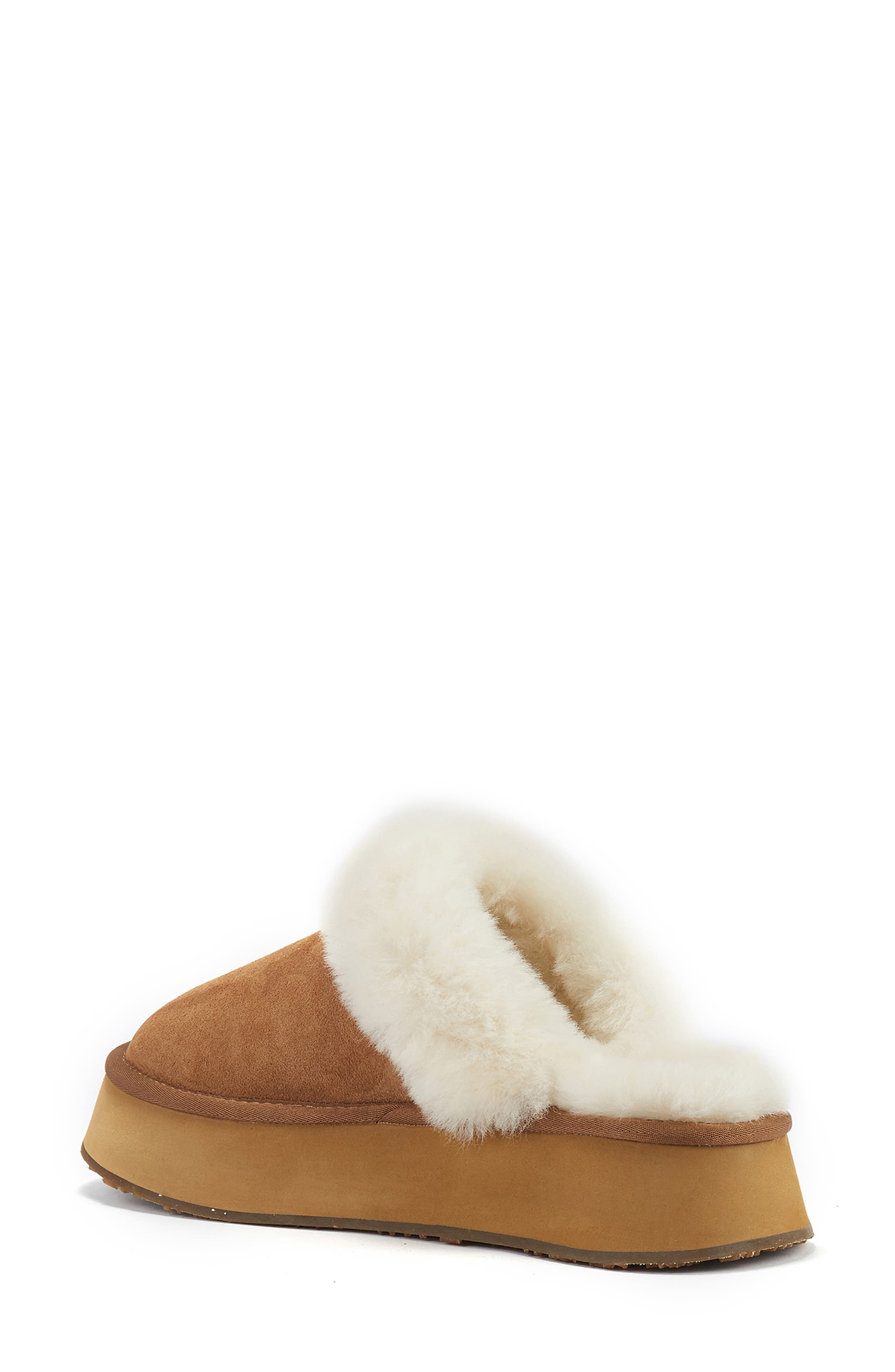 Australia Luxe Collective Genuine Shearling Platform Mule Slipper, Alternate, color, Chestnut