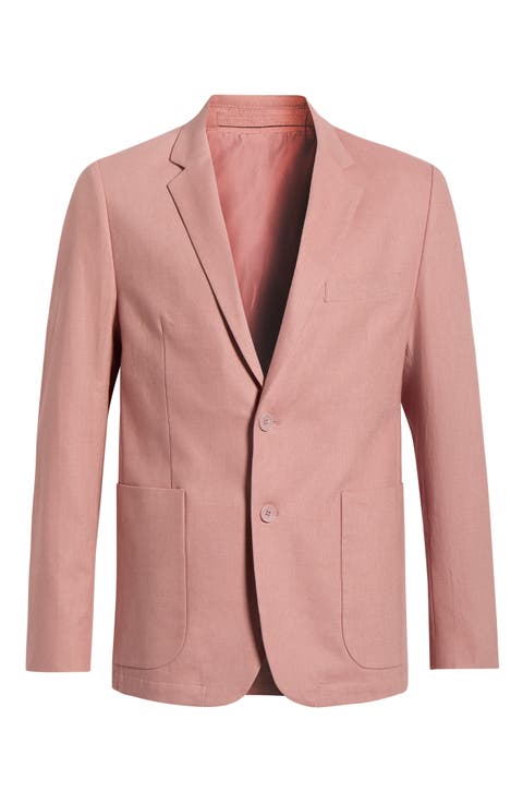 Tailored Fit Light Mauve Linen & Cotton Suit Jacket