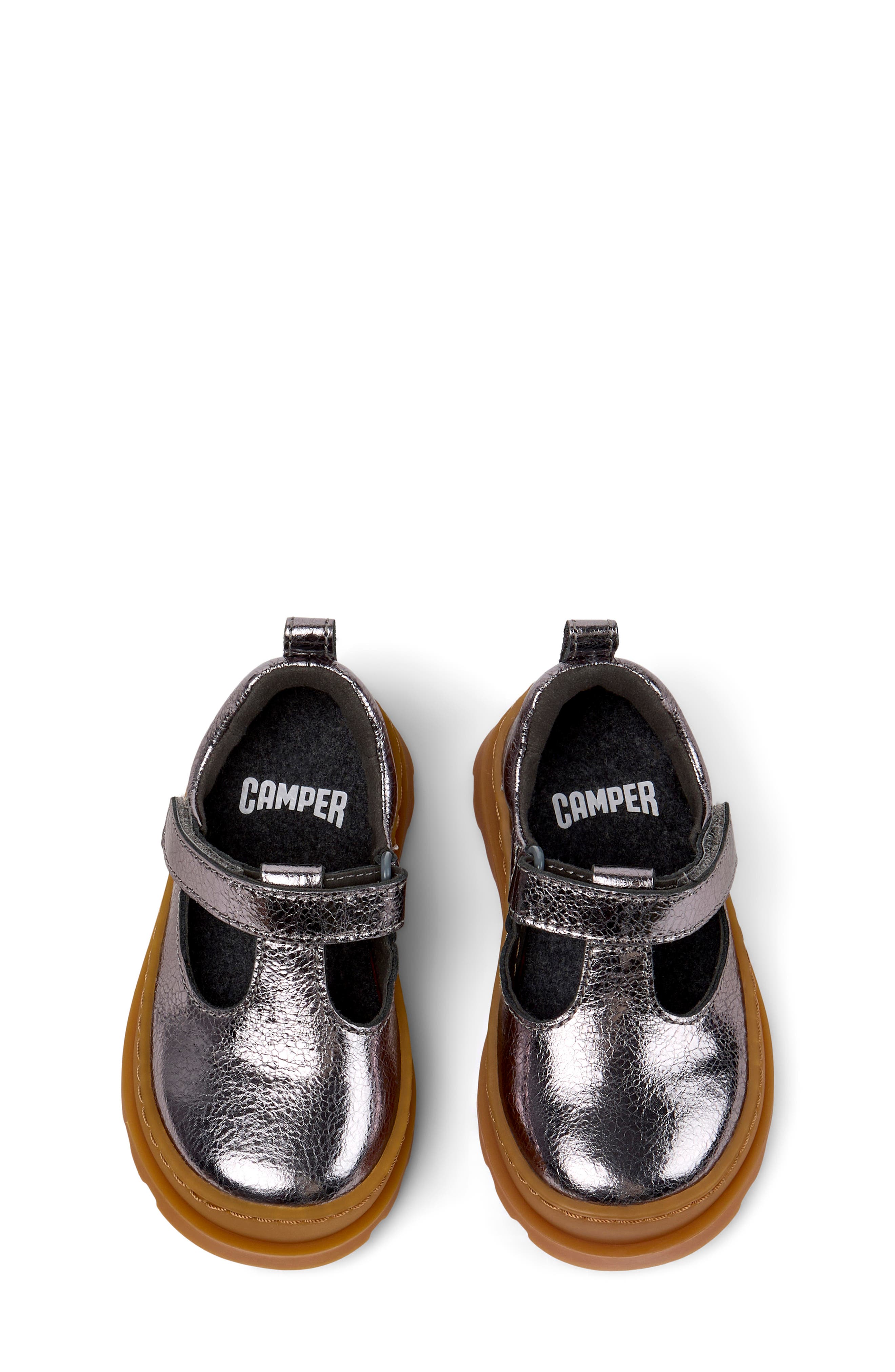 Camper Kids' Brutus T-Strap Flat, Alternate, color, Dark Gray