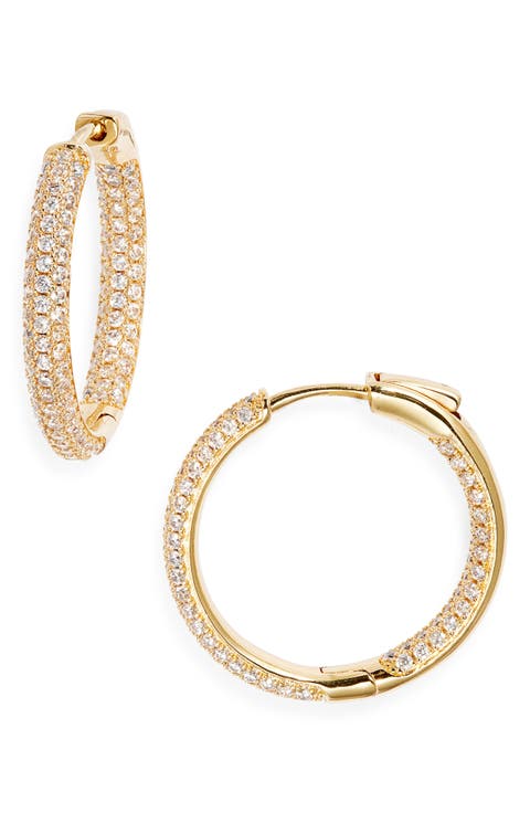 Cubic Zirconia Pavé Hoop Earrings